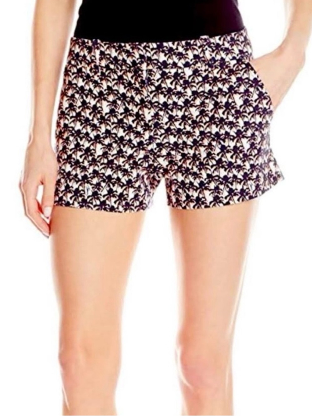 Trina Turk Corbin 3 Stretch Cotton Shorts‎ Mini Palm Tree Print in Papaya Size 4